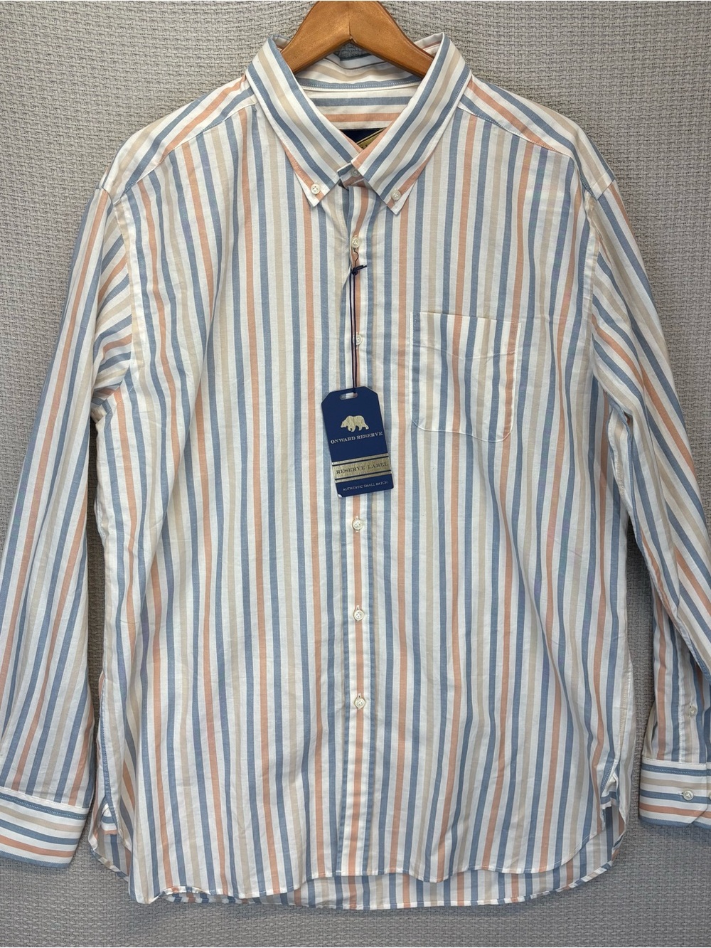 NWT Onward Reserve Reverse Label Fit Striped Button Down Shirt XXL Casual Preppy